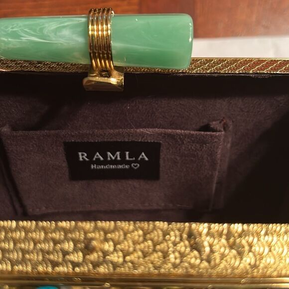 Ramla Brass Gold-tone Square Clutch/Handbag(NWT) - Picture 9 of 10